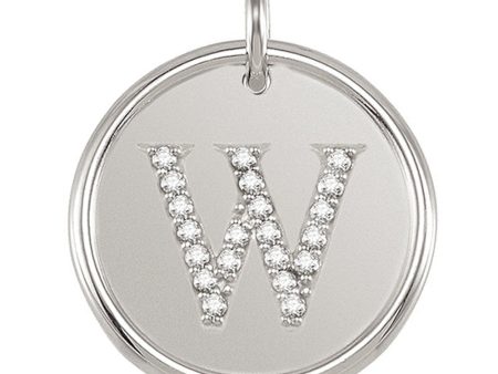 1 10 Ctw G-H, I1 Diamond Initial 17mm Sterling Silver Pendant Letter W Online