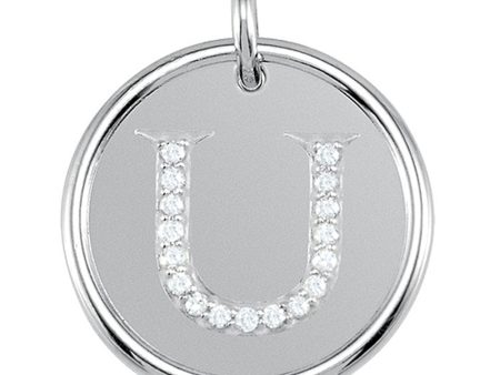 .085 Ctw G-H, I1 Diamond Initial 17mm Sterling Silver Pendant Letter U Online Hot Sale