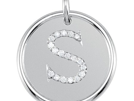 1 10 Ctw G-H, I1 Diamond Initial 17mm 14k White Gold Pendant Letter S Online Hot Sale