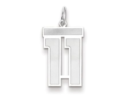 14k White Gold, Jersey Collection, Medium Number 11 Pendant Online Hot Sale