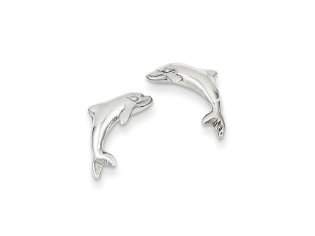 13mm Polished Dolphin Post Earrings in 14k White Gold Supply