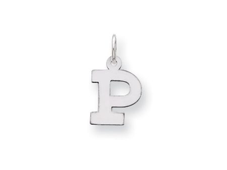 14k White Gold, Amanda Collection, Small Block Style Initial P Pendant on Sale