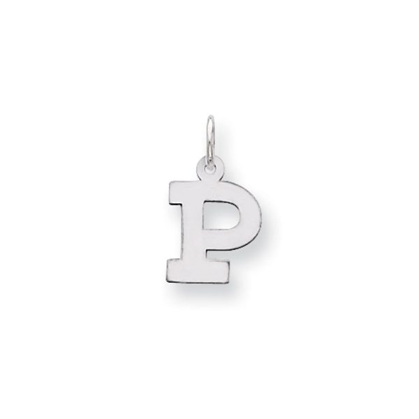 14k White Gold, Amanda Collection, Small Block Style Initial P Pendant on Sale