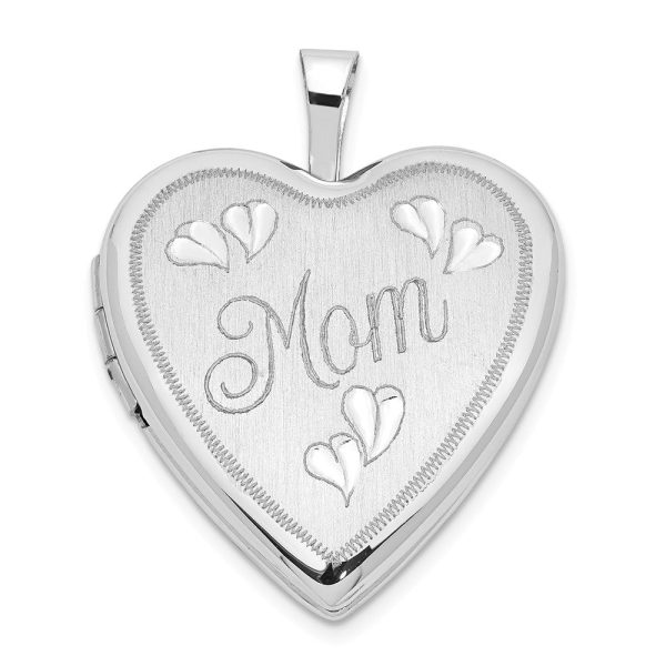 14k White Gold 20mm Mom Heart Locket Supply