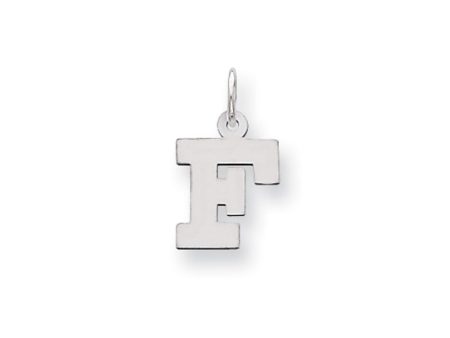 14k White Gold, Amanda Collection, Small Block Style Initial F Pendant Online Sale