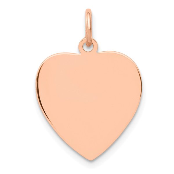 14k Rose Gold Engravable Heart Disc Charm or Pendant, 15mm Online Hot Sale