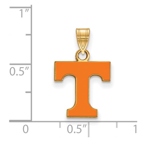 14k Gold Plated Silver U. of Tennessee Small Enamel  T  Pendant Online Hot Sale