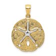 14k Two Tone Gold 20mm Sand Dollar and Starfish Pendant Discount