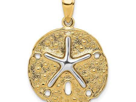 14k Two Tone Gold 20mm Sand Dollar and Starfish Pendant Discount