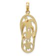 14k Two Tone Gold Large Sea Turtle Flip Flop Pendant Supply