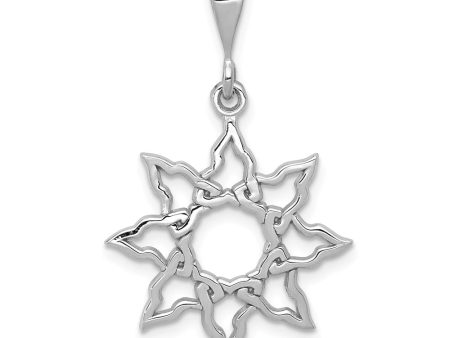 14k White Gold Polished Sun Pendant, 19mm Online now