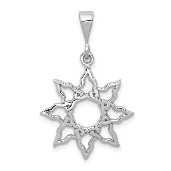 14k White Gold Polished Sun Pendant, 19mm Online now