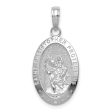 14k White Gold Textured Oval St Christopher Medal Pendant, 12 x 27mm For Discount