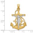 14K Two-Tone Gold 3D Mariner Crucifix Cross Pendant, 21 x 34mm Online