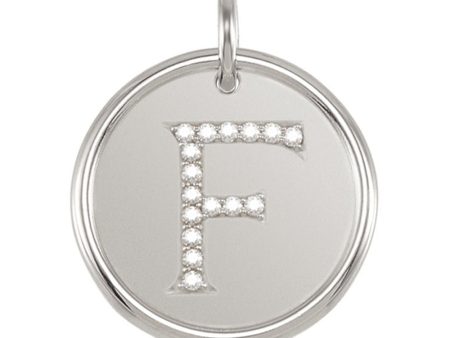 .08 Ctw G-H, I1 Diamond Initial 17mm Sterling Silver Pendant Letter F Fashion