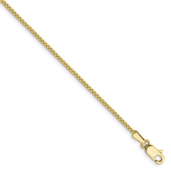 1.1mm, 10k Yellow Gold, Box Chain Anklet, 9 Inch Online Sale