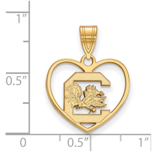 14k Gold Plated Silver South Carolina Heart Logo Pendant Hot on Sale