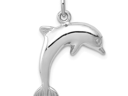 14k White Gold 2D Jumping Dolphin Charm For Sale