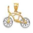 14k Two Tone Gold Small 3D Bicycle Pendant Online Hot Sale