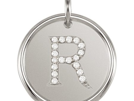 1 10 Ctw G-H, I1 Diamond Initial 17mm Sterling Silver Pendant Letter R Online Sale