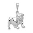 14k White Gold Polished 2D Bulldog Pendant For Sale