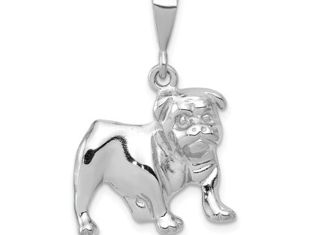 14k White Gold Polished 2D Bulldog Pendant For Sale