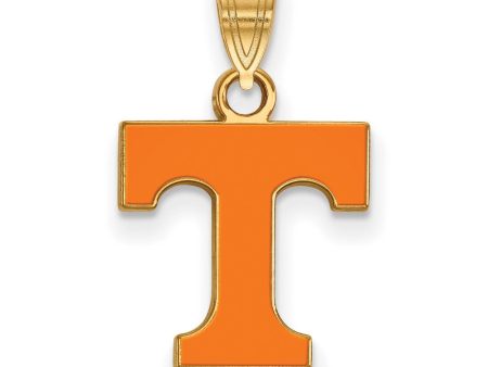 14k Gold Plated Silver U. of Tennessee Small Enamel  T  Pendant Online Hot Sale