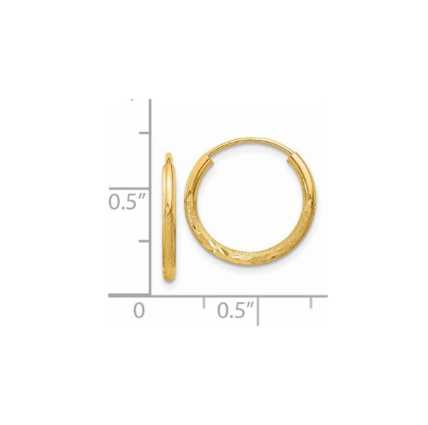 1.5mm x 17mm 14k Yellow Gold Satin Diamond-Cut Endless Hoop Earrings Supply