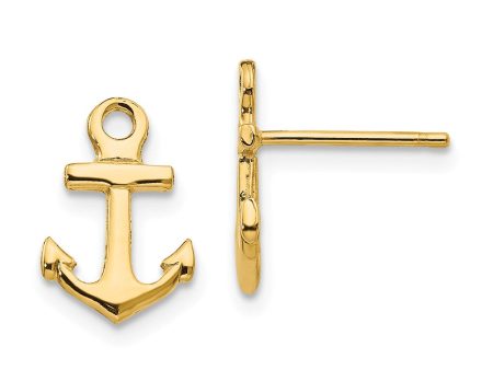 Petite Anchor Post Earrings in 14k Yellow Gold Fashion