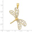 14k Two Tone Gold Large Filigree Dragonfly Pendant, 40mm (1 1 2 inch) Sale