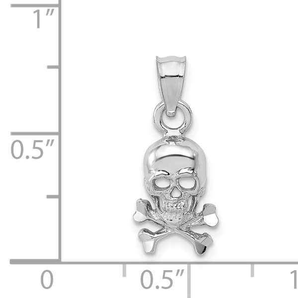 14k White Gold Small Skull and Cross Bones Pendant, 8 x 19mm Cheap