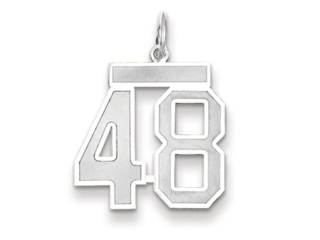 14k White Gold, Jersey Collection, Medium Number 48 Pendant on Sale