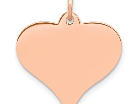 14k Rose Gold Heart Disc Charm or Pendant, 18mm Hot on Sale