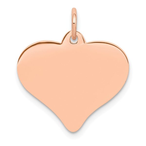 14k Rose Gold Heart Disc Charm or Pendant, 18mm Hot on Sale