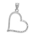 14k White Gold Satin Finished Reversible Heart Pendant, 30mm Online Hot Sale