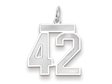 14k White Gold, Jersey Collection, Medium Number 42 Pendant Hot on Sale