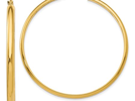 2.75mm x 43mm Polished 14k Yellow Gold Domed Round Hoop Earrings Sale