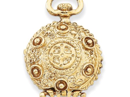 14k Yellow Gold 20mm Reversible Round Vintage Style Locket Sale