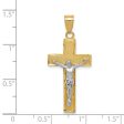 14k Two Tone Gold Diamond-cut Crucifix Cross Pendant For Discount