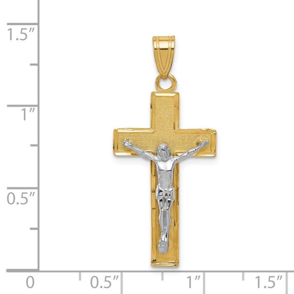 14k Two Tone Gold Diamond-cut Crucifix Cross Pendant For Discount