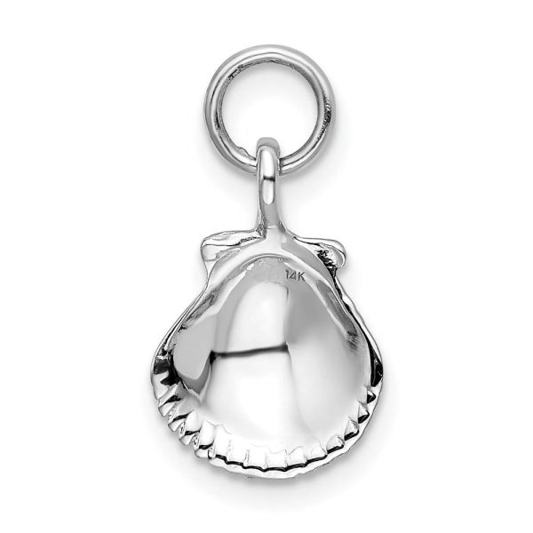 14k White Gold Open Back Seashell Pendant Hot on Sale