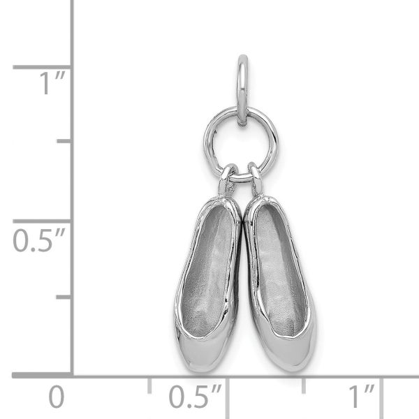 14k White Gold 3D Moveable Ballet Slippers Pendant For Cheap