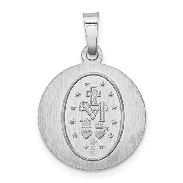 14k White Gold Hollow Round Miraculous Medal Pendant, 15mm (9 16 Inch) Online