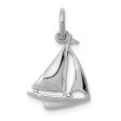 14k White Gold 3D Sailboat Charm Cheap