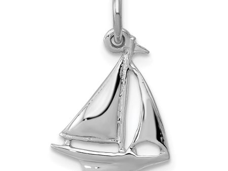 14k White Gold 3D Sailboat Charm Cheap