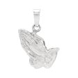 14k White Gold Praying Hands Pendant, 19mm Online Sale