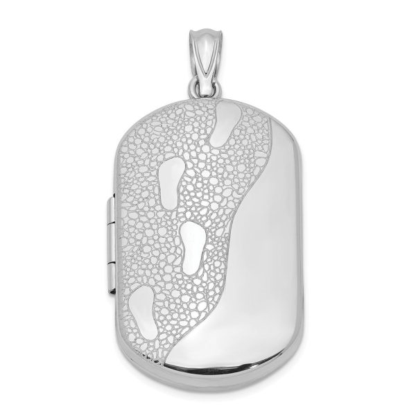 Sterling Silver 30mm Footprints Rectangular Locket Cheap