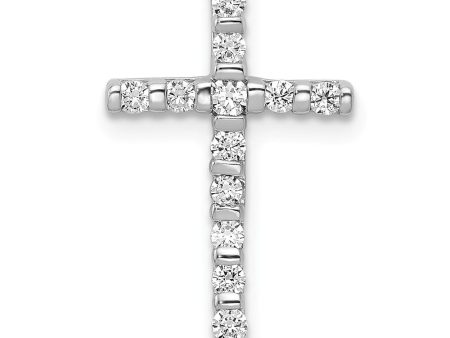 14k White Gold 1 4 Ctw Diamond Latin Cross Slide Pendant, 11 x 18mm Hot on Sale