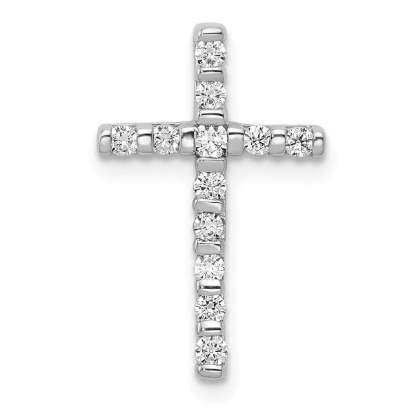 14k White Gold 1 4 Ctw Diamond Latin Cross Slide Pendant, 11 x 18mm Hot on Sale