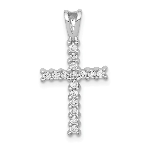 14k White Gold 1 6 or 1 4 Ctw Diamond Latin Cross Pendant Sale